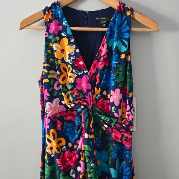 Maggy London IRISA Floral Twist Waist Draped Skirt Dress Size 6 - Picture 4 of 6